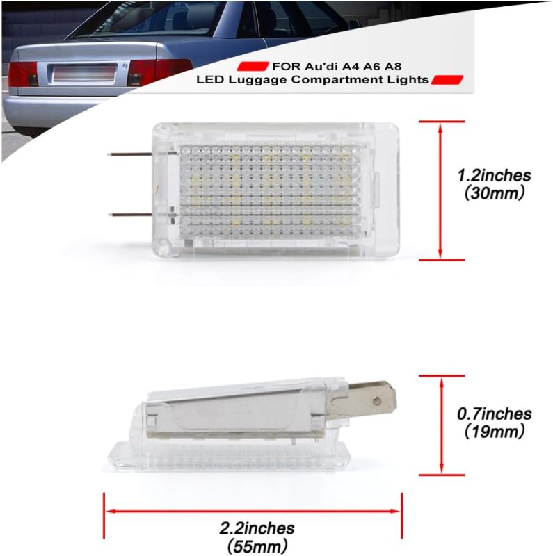 NSLUMO Led Interior Luggage Trunk Compartment Lights Replacement for Au'di A4 B5 A6 C4 C5 A8 D2 Quattro 18-SMD 6500K White Led Courtesy Cargo Light Assembly