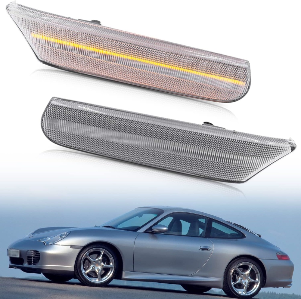 Led Side Marker Lights for Porsche 1997-2004 986 Boxster 996 Carrera 911 Smoked/Clear Lens Amber