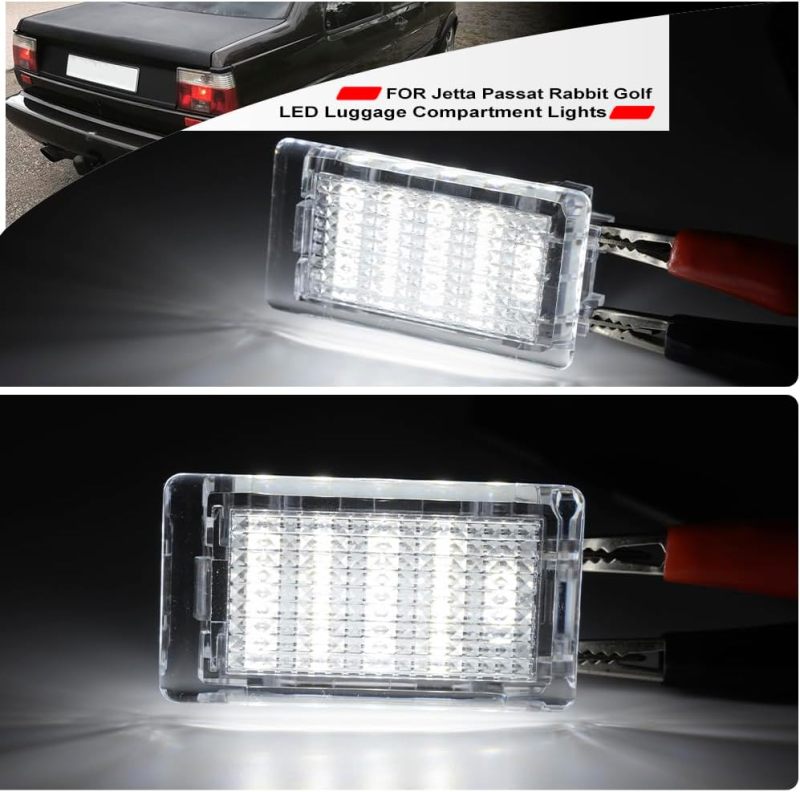 NSLUMO Led Interior Luggage Trunk Compartment Lights Replacement for 1974-1995 V'W Jetta Mk1 Mk2 Passat B3 Rabbit Golf 18-SMD 6500K White Led Courtesy Cargo Light Assembly