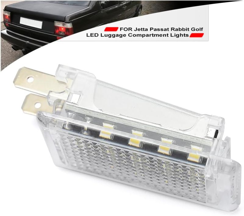 NSLUMO Led Interior Luggage Trunk Compartment Lights Replacement for 1974-1995 V'W Jetta Mk1 Mk2 Passat B3 Rabbit Golf 18-SMD 6500K White Led Courtesy Cargo Light Assembly