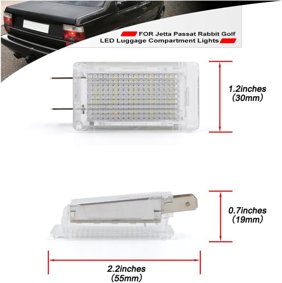 NSLUMO Led Interior Luggage Trunk Compartment Lights Replacement for 1974-1995 V'W Jetta Mk1 Mk2 Passat B3 Rabbit Golf 18-SMD 6500K White Led Courtesy Cargo Light Assembly