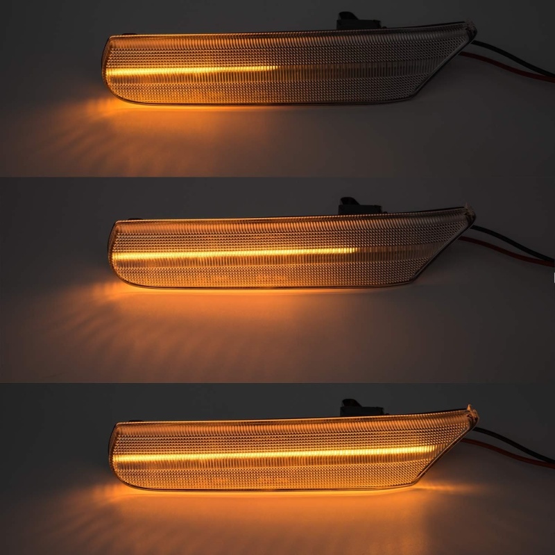 Sequential Amber Led Side Marker Lights for Porsche 97-04 986 Boxster Porsche 911 996 Carrera Clear/Smoked Lens Front Bumper Side Marker Assembly