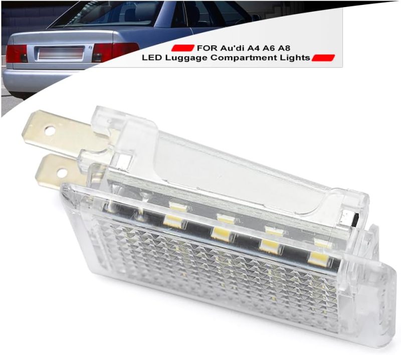 NSLUMO Led Interior Luggage Trunk Compartment Lights Replacement for Au'di A4 B5 A6 C4 C5 A8 D2 Quattro 18-SMD 6500K White Led Courtesy Cargo Light Assembly