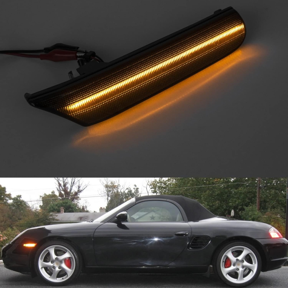 Led Side Marker Lights for Porsche 1997-2004 986 Boxster 996 Carrera 911 Smoked/Clear Lens Amber