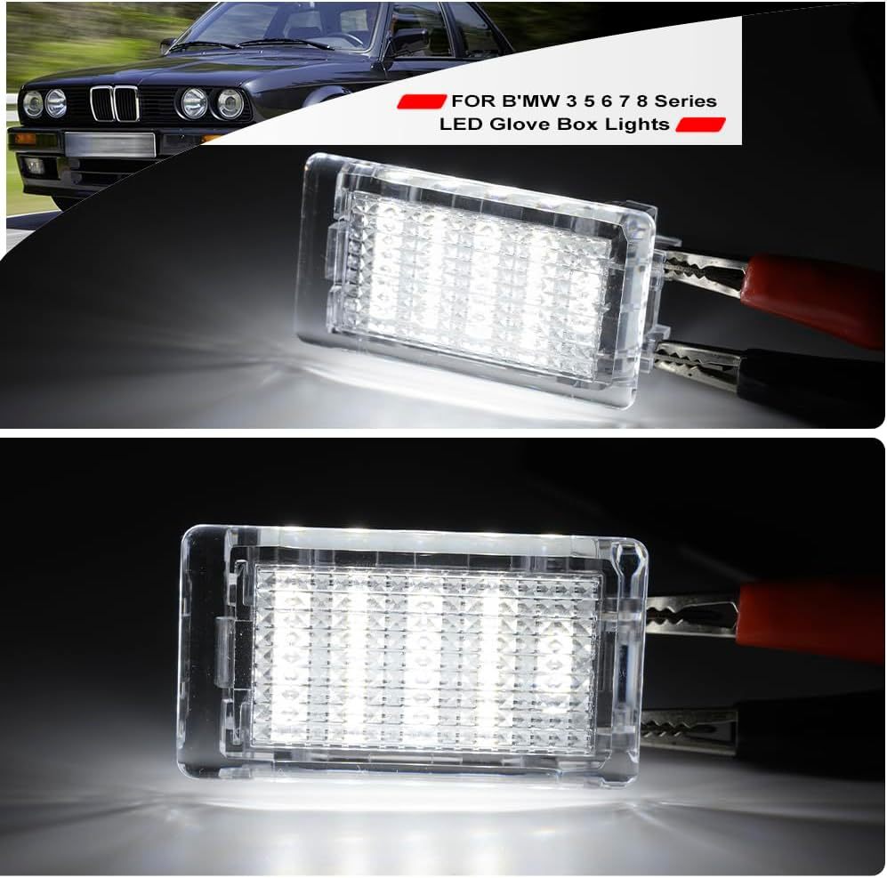 NSLUMO Led Interior Glove Box Courtesy Light Replacement for 1977-1997 B'MW 3 5 6 7 8 Series E30 E36 E34 E24 E32 E31 18-SMD 6500K White LED Glove Box Compartment Lamps Assembly
