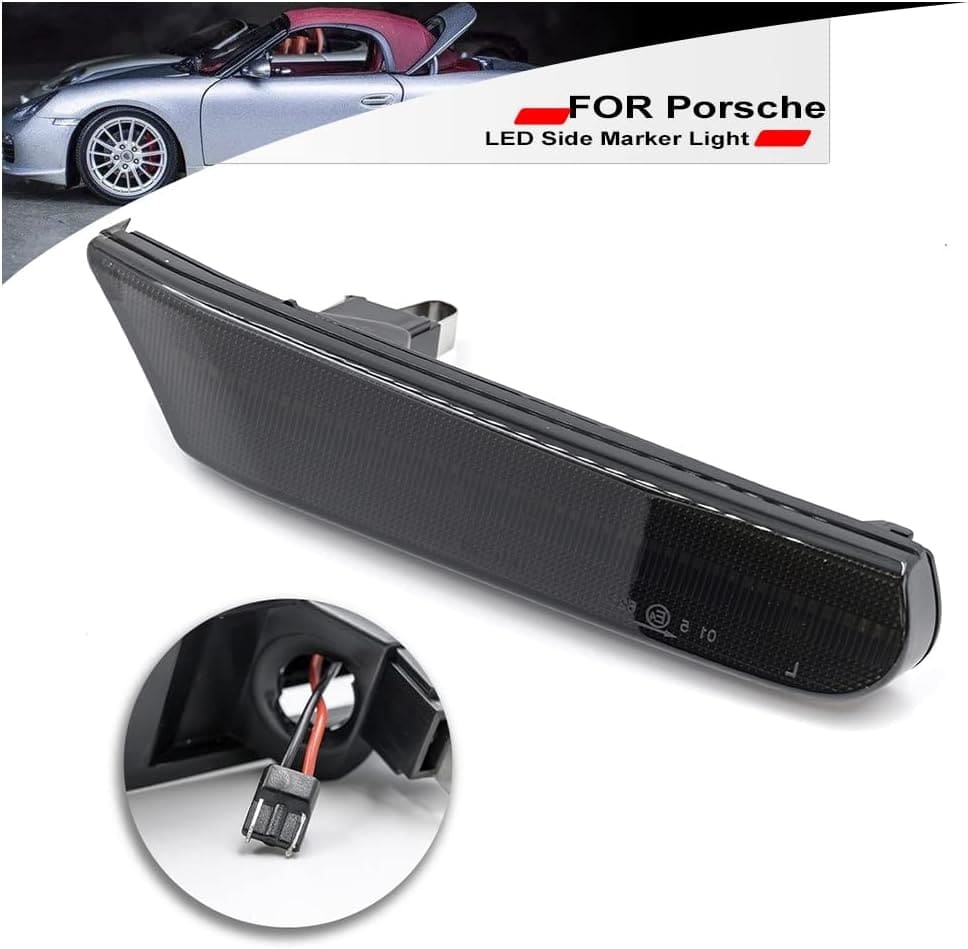 Sequential Amber Led Side Marker Lights for Porsche 97-04 986 Boxster Porsche 911 996 Carrera Clear/Smoked Lens Front Bumper Side Marker Assembly