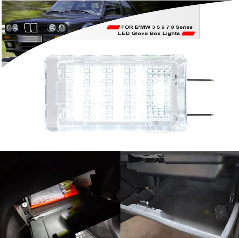 NSLUMO Led Interior Glove Box Courtesy Light Replacement for 1977-1997 B'MW 3 5 6 7 8 Series E30 E36 E34 E24 E32 E31 18-SMD 6500K White LED Glove Box Compartment Lamps Assembly