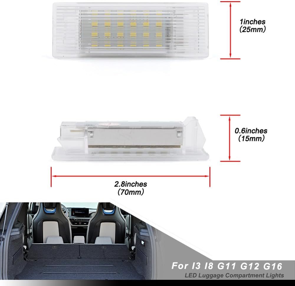 NSLUMO Led Courtesy Luggage Compartment Lights Replacement for 2014-2024 B'MW I3 I8 G11 G12 G16 6500K Xenon White Led Interior Trunk Cargo Light Assembly