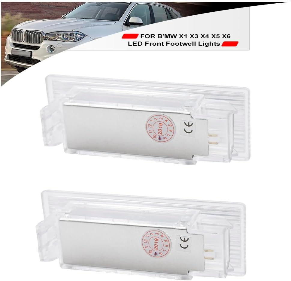 NSLUMO Led Interior Footwell Lights Replacement for 2014-2023 B'MW F48 G01 iX3 G08 G02 F15 F16 6500K Xenon White Under Dashboard Floor Lamp Assembly Courtesy Front Foot Light Error Free