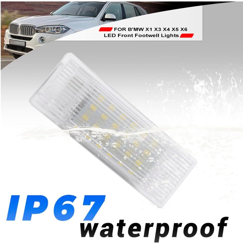 NSLUMO Led Interior Footwell Lights Replacement for 2014-2023 B'MW F48 G01 iX3 G08 G02 F15 F16 6500K Xenon White Under Dashboard Floor Lamp Assembly Courtesy Front Foot Light Error Free