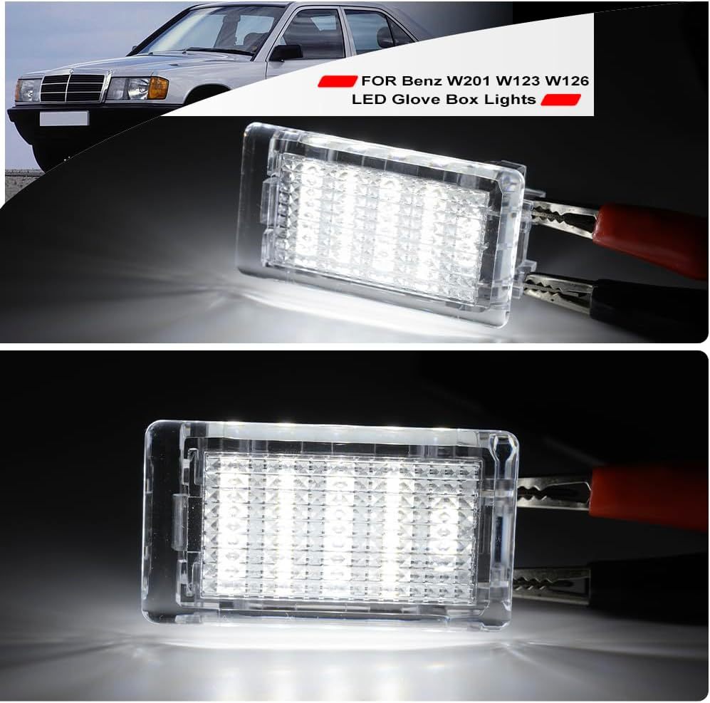 NSLUMO Led Interior Glove Box Courtesy Light Replacement for 1971-1993 Mer'cedes Benz W201 W123 W126 W116 R107 18-SMD 6500K White LED Glove Box Compartment Lamps Assembly