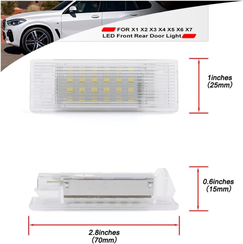 NSLUMO Led Courtesy Door Projector Lights for 2014-2023 B'MW F48 F39 G01 iX3 G08 G02 F15 G05 F16 G06 G07 White Led Welcome Door Panel Lamp Assembly Error Free Door Step Light Replacement