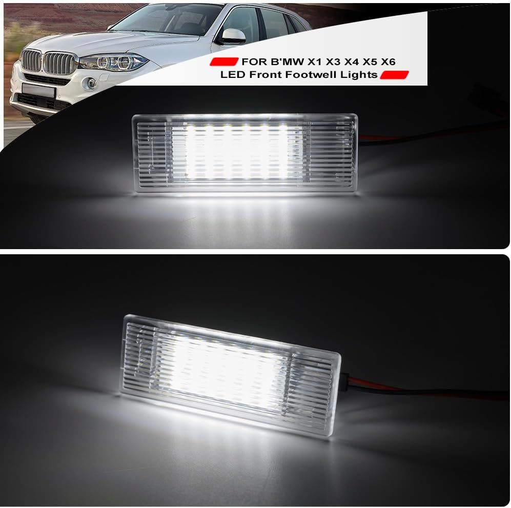 NSLUMO Led Interior Footwell Lights Replacement for 2014-2023 B'MW F48 G01 iX3 G08 G02 F15 F16 6500K Xenon White Under Dashboard Floor Lamp Assembly Courtesy Front Foot Light Error Free