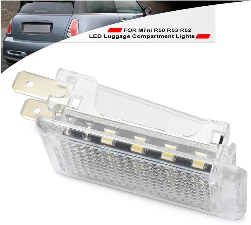 NSLUMO Led Interior Luggage Compartment Lights Replacement for 2001-2008 Mi'ni Cooper Hardtop R50 R53 Convertible R52 18-SMD 6500K White Led Courtesy Trunk Cargo Light Assembly