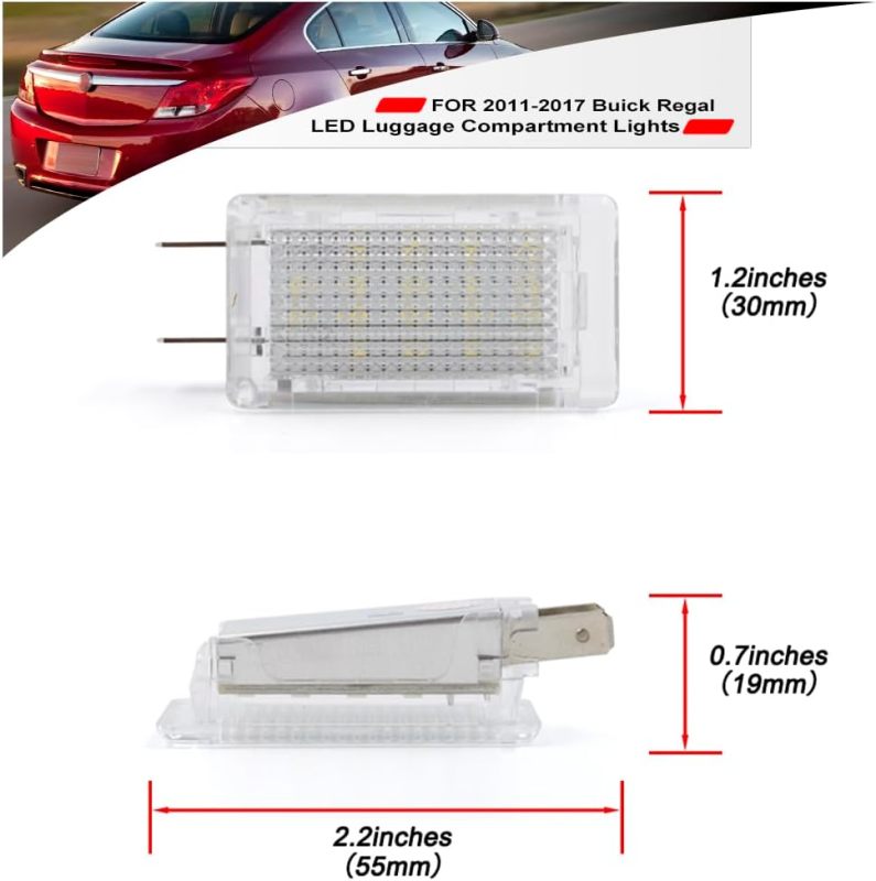 NSLUMO Led Interior Luggage Trunk Compartment Lights Replacement for 2011-2017 Buick Regal 18-SMD 6500K White Led Courtesy Cargo Light Assembly