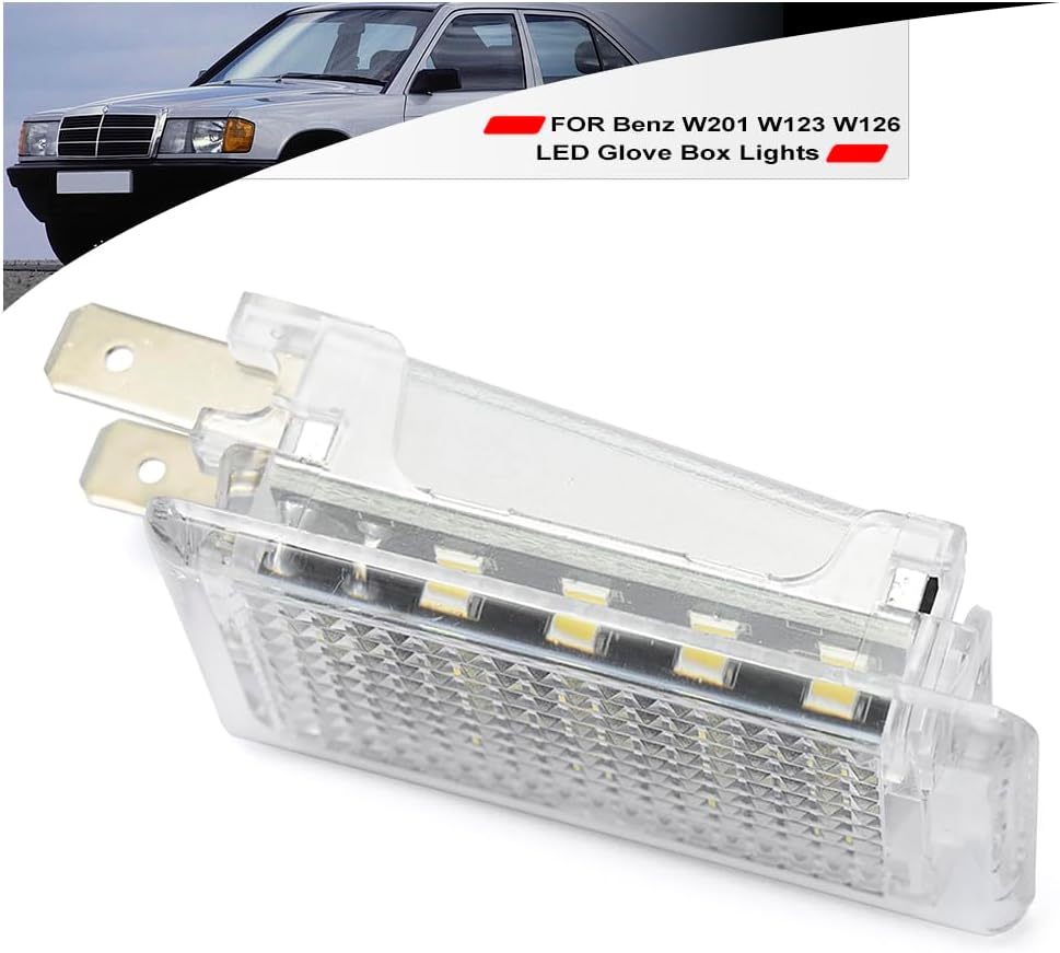 NSLUMO Led Interior Glove Box Courtesy Light Replacement for 1971-1993 Mer'cedes Benz W201 W123 W126 W116 R107 18-SMD 6500K White LED Glove Box Compartment Lamps Assembly