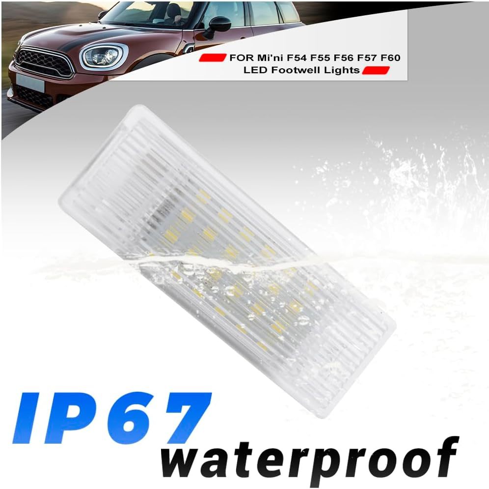 NSLUMO Led Interior Footwell Lights Replacement for 2014-2023 Mi'ni F55 F56 F57 F54 Clubman F60 Countryman 6500K Xenon White Under Dashboard Floor Courtesy Lamp Assembly Error Free