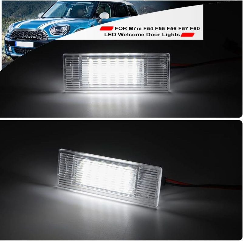 NSLUMO Led Courtesy Door Projector Lights for 2014-2023 Mi'ni F55 F56 F57 F54 Clubman F60 Countryman 6500K Xenon White Led Welcome Door Panel Lamp Assembly Error Free Door Step Light Replacement