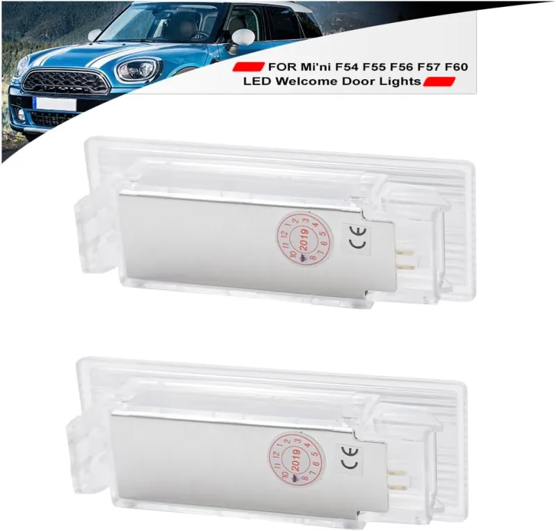 NSLUMO Led Courtesy Door Projector Lights for 2014-2023 Mi'ni F55 F56 F57 F54 Clubman F60 Countryman 6500K Xenon White Led Welcome Door Panel Lamp Assembly Error Free Door Step Light Replacement