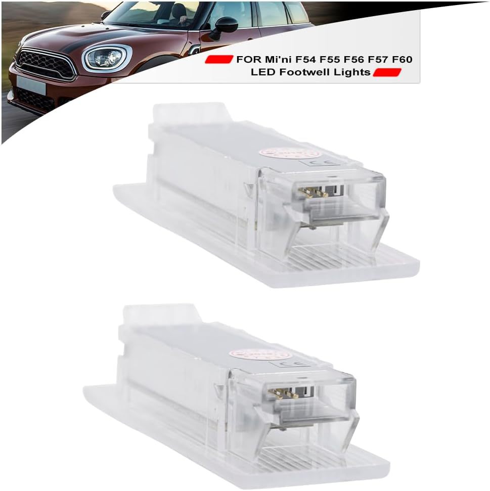 NSLUMO Led Interior Footwell Lights Replacement for 2014-2023 Mi'ni F55 F56 F57 F54 Clubman F60 Countryman 6500K Xenon White Under Dashboard Floor Courtesy Lamp Assembly Error Free