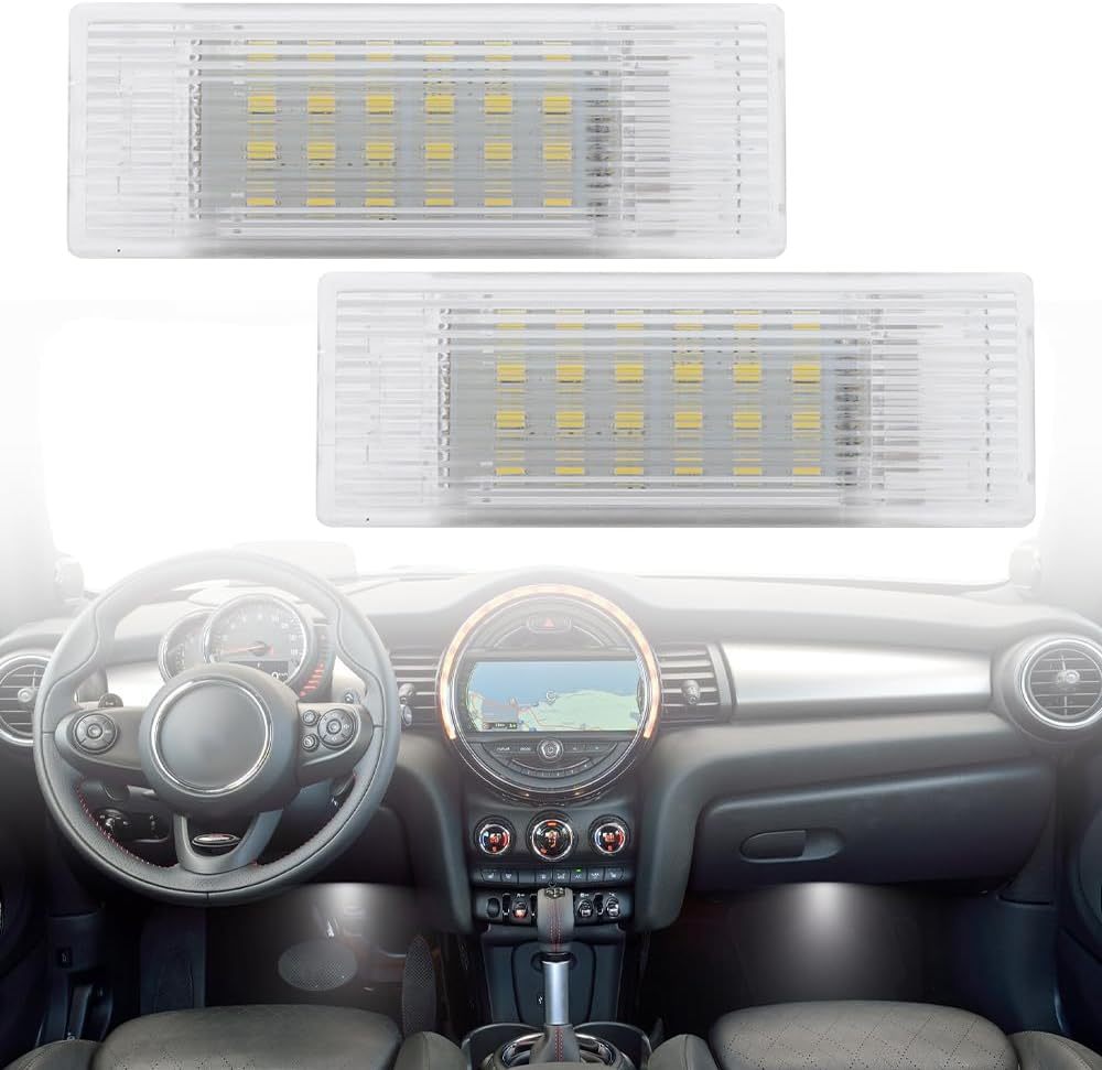 NSLUMO Led Interior Footwell Lights Replacement for 2014-2023 Mi'ni F55 F56 F57 F54 Clubman F60 Countryman 6500K Xenon White Under Dashboard Floor Courtesy Lamp Assembly Error Free