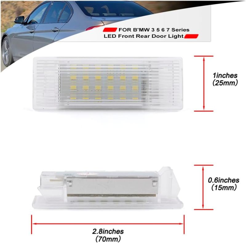 NSLUMO Led Courtesy Door Projector Lights for 2012-2023 B'MW 3 5 6 7 Series F30 F31 F34 G30 G32 G11 G12 White Led Welcome Door Panel Lamp Assembly Error Free Door Step Light Replacement