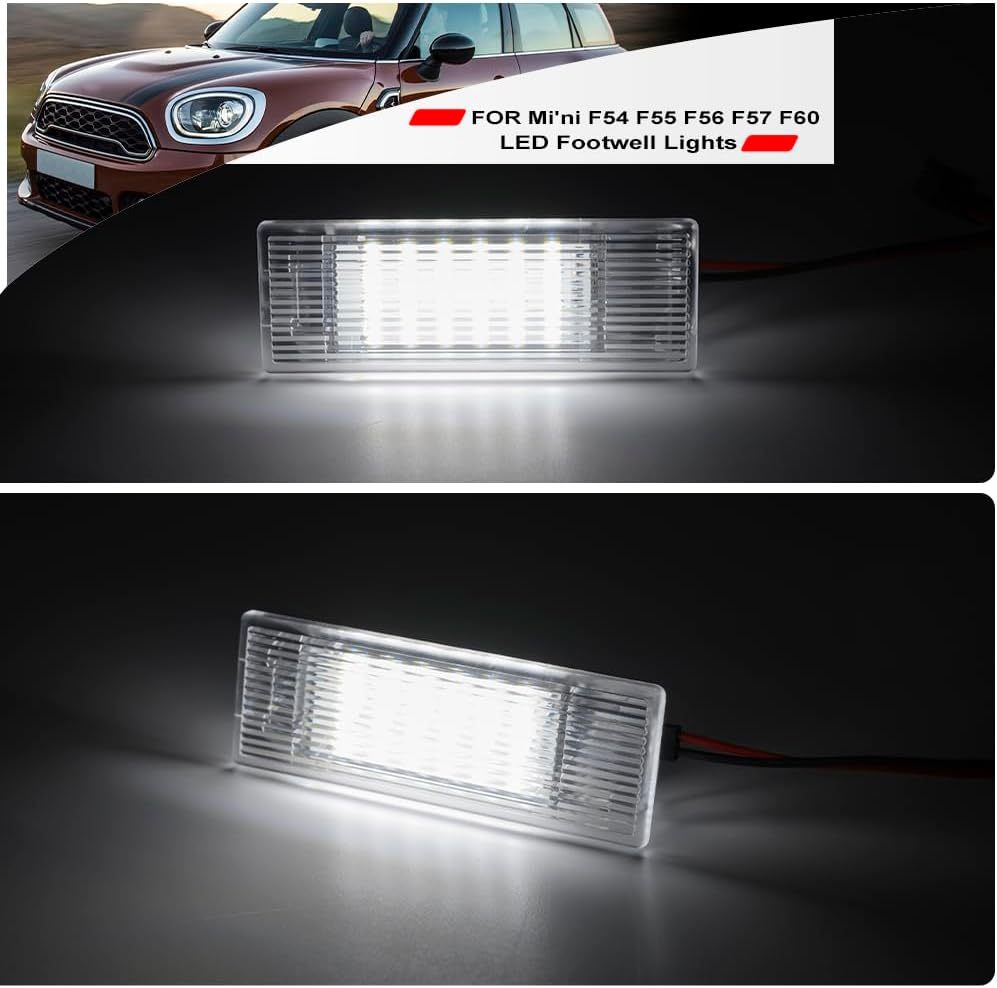 NSLUMO Led Interior Footwell Lights Replacement for 2014-2023 Mi'ni F55 F56 F57 F54 Clubman F60 Countryman 6500K Xenon White Under Dashboard Floor Courtesy Lamp Assembly Error Free