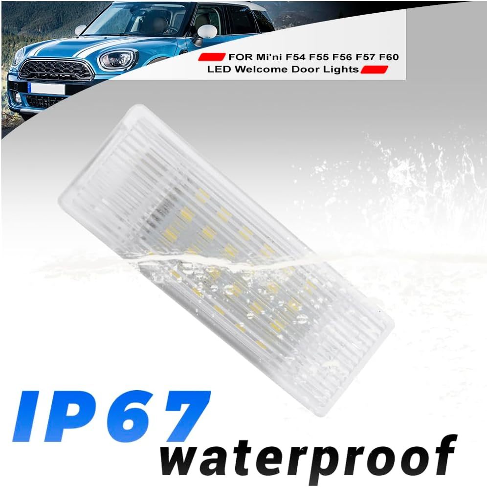 NSLUMO Led Courtesy Door Projector Lights for 2014-2023 Mi'ni F55 F56 F57 F54 Clubman F60 Countryman 6500K Xenon White Led Welcome Door Panel Lamp Assembly Error Free Door Step Light Replacement