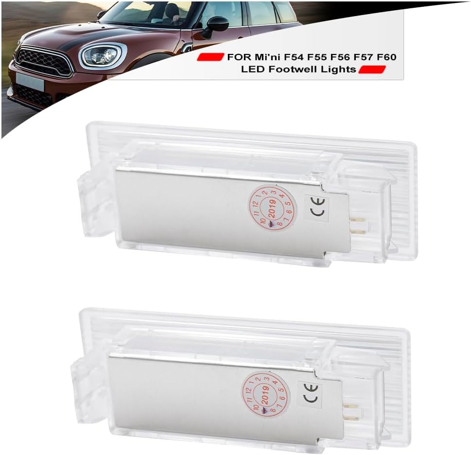 NSLUMO Led Interior Footwell Lights Replacement for 2014-2023 Mi'ni F55 F56 F57 F54 Clubman F60 Countryman 6500K Xenon White Under Dashboard Floor Courtesy Lamp Assembly Error Free