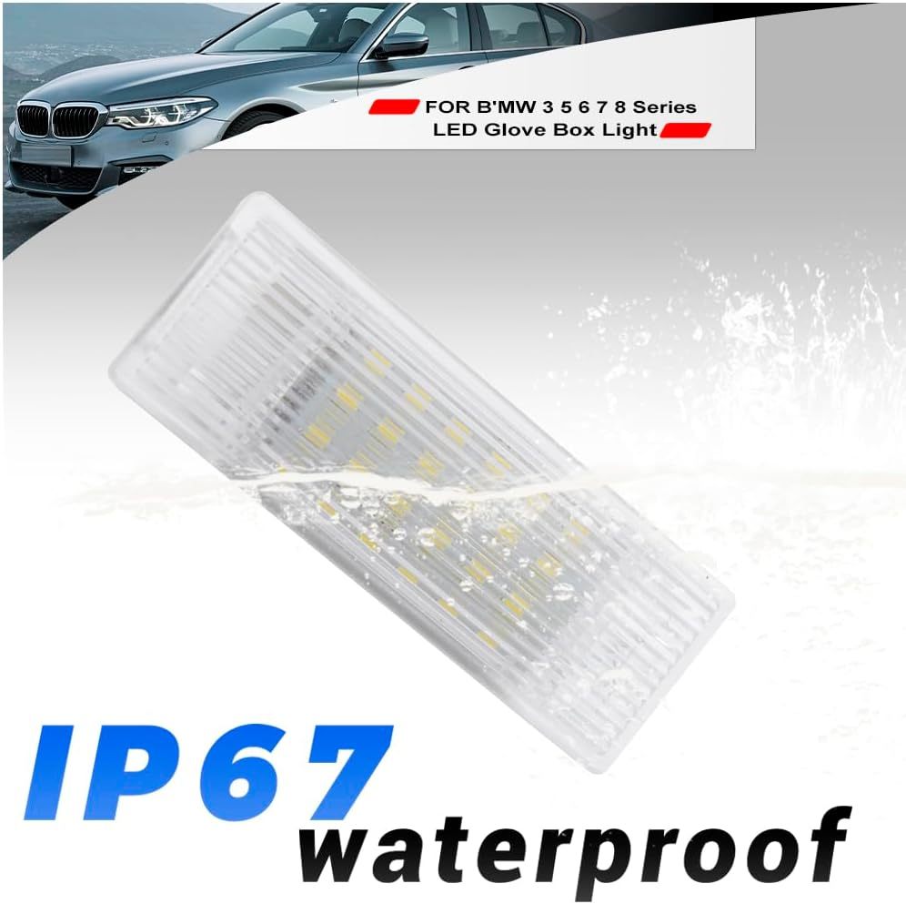 NSLUMO Led Interior Glove Box Courtesy Light Replacement for 2013-2024 B'MW 3 5 6 7 8 Series I3 F34 G30 F12 F13 F06 G32 G11 G12 G14 G15 G16 6500K White LED Glove Box Compartment Lamps Assembly