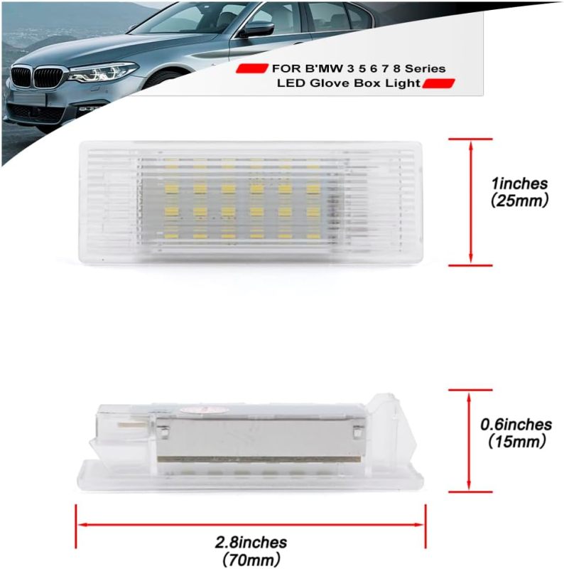 NSLUMO Led Interior Glove Box Courtesy Light Replacement for 2013-2024 B'MW 3 5 6 7 8 Series I3 F34 G30 F12 F13 F06 G32 G11 G12 G14 G15 G16 6500K White LED Glove Box Compartment Lamps Assembly