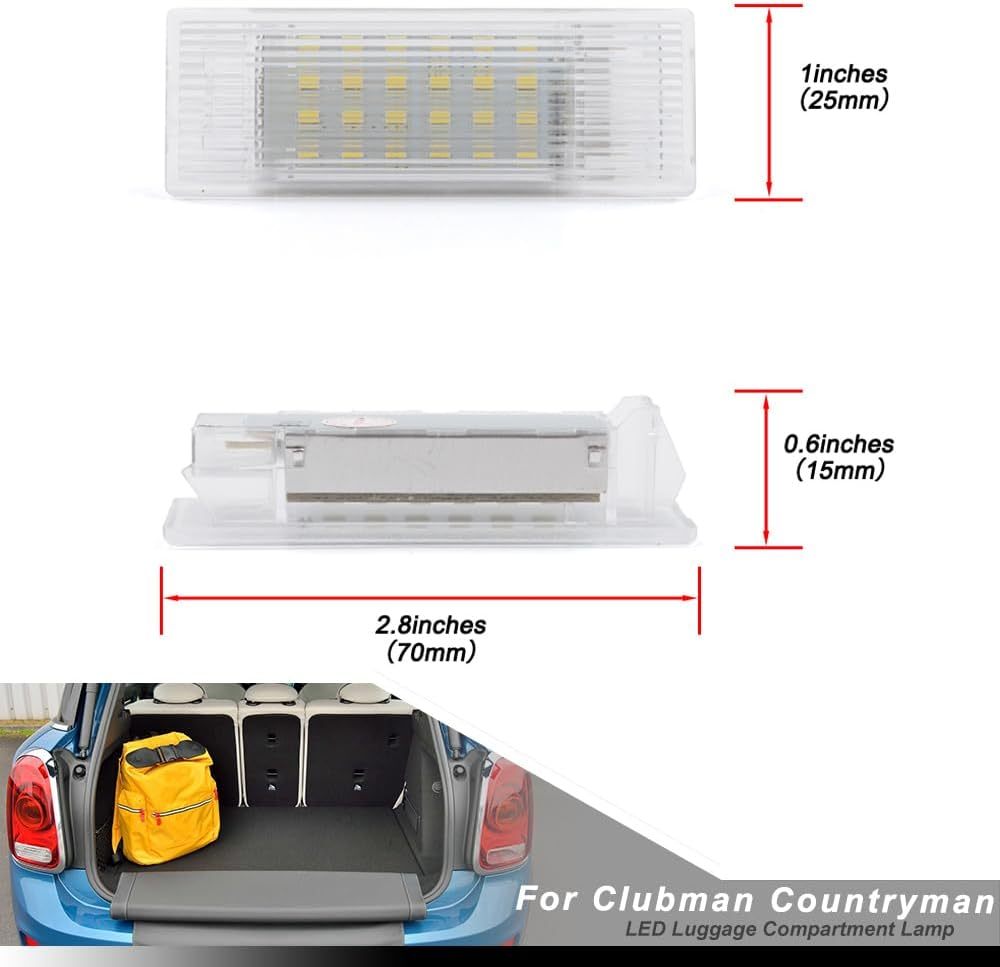 NSLUMO Led Interior Luggage Compartment Lights Replacement for 2015-2023 Mi'ni Clubman F54 Countryman F60 6500K White Led Courtesy Interior Trunk Cargo Light Assembly Error Free