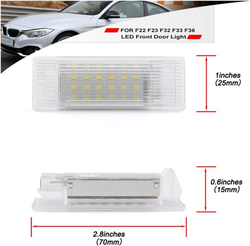 NSLUMO Led Courtesy Door Projector Lights for 2013-2021 B'MW 2 4 Series F22 F23 F32 F33 F36 Super White Led Welcome Door Panel Lamp Assembly Error Free Front Door Step Light Replacement