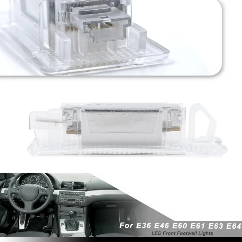 NSLUMO Led Interior Courtesy Footwell Lights Replacement for B'MW 3 5 6 Series E36 E46 E60 E61 E63 E64 6500K Xenon White Under Dashboard Floor Courtesy Lamp Assembly