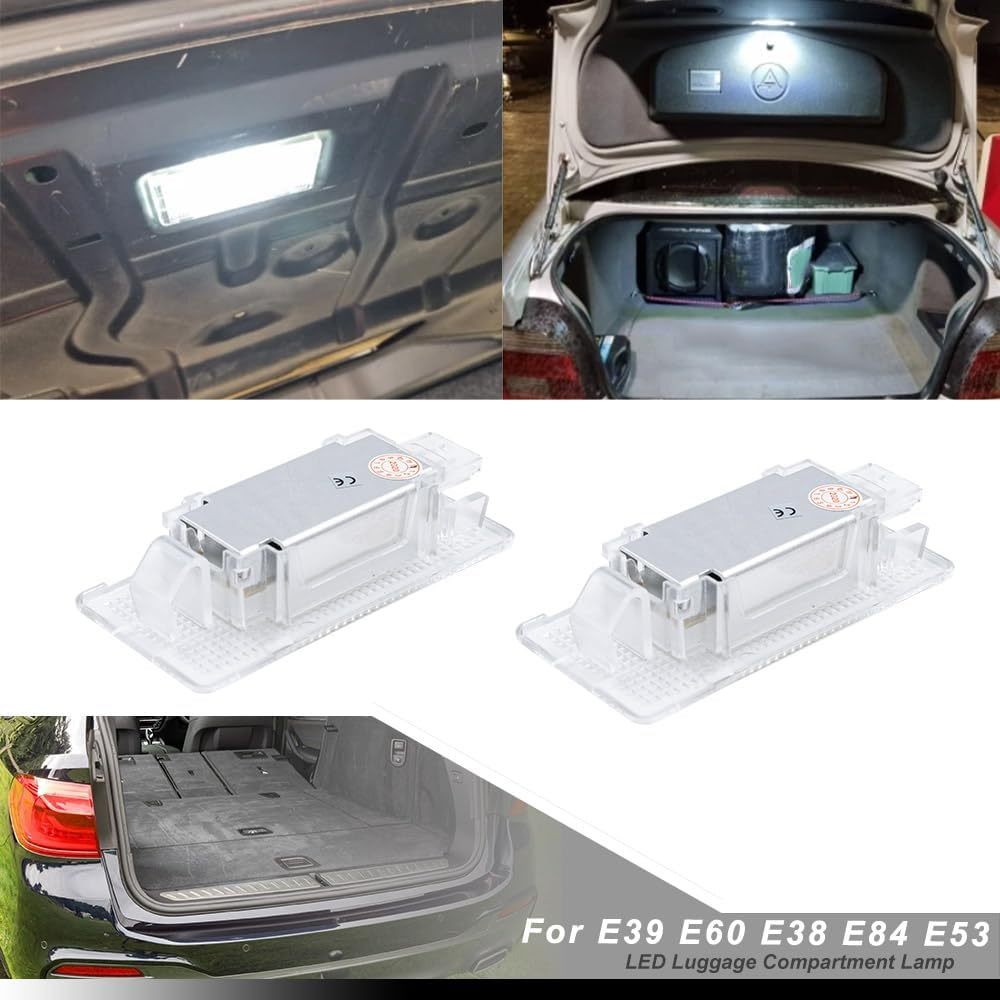 NSLUMO Led Courtesy Luggage Compartment Lights Replacement for B'MW 5 7 Series E39 E60 E38 X1 E84 X5 E53 6500K White Led Interior Trunk Cargo Lamp Assembly