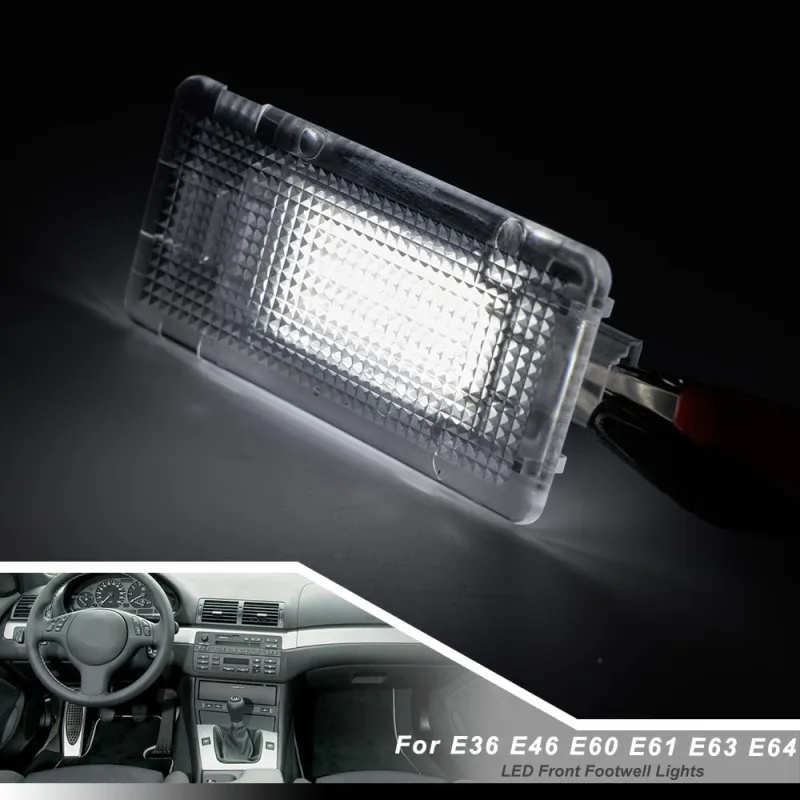 NSLUMO Led Interior Courtesy Footwell Lights Replacement for B'MW 3 5 6 Series E36 E46 E60 E61 E63 E64 6500K Xenon White Under Dashboard Floor Courtesy Lamp Assembly