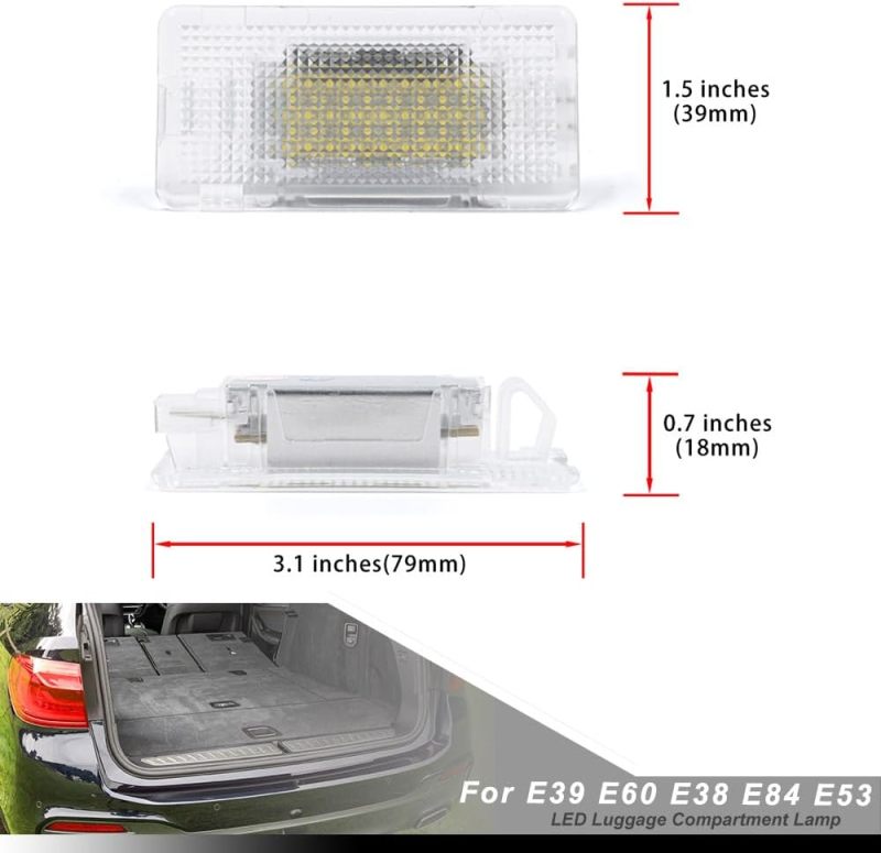 NSLUMO Led Courtesy Luggage Compartment Lights Replacement for B'MW 5 7 Series E39 E60 E38 X1 E84 X5 E53 6500K White Led Interior Trunk Cargo Lamp Assembly