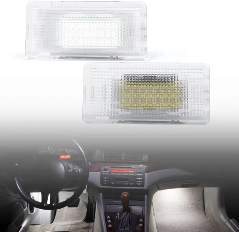 NSLUMO Led Interior Courtesy Footwell Lights Replacement for B'MW 3 5 6 Series E36 E46 E60 E61 E63 E64 6500K Xenon White Under Dashboard Floor Courtesy Lamp Assembly