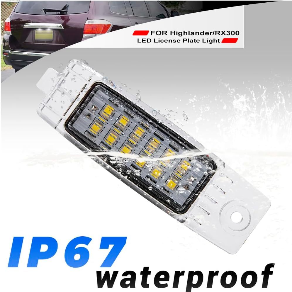 NSLUMO Led License Plate Light for 2008-2013 To'yota Highlander 1999-2003 Lex'us RX300 6500K Xenon White Number Plate Light 18-SMD Rear Led Tag Lamp Assembly Replacement Error Free