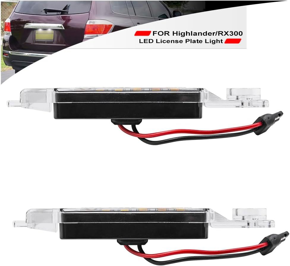 NSLUMO Led License Plate Light for 2008-2013 To'yota Highlander 1999-2003 Lex'us RX300 6500K Xenon White Number Plate Light 18-SMD Rear Led Tag Lamp Assembly Replacement Error Free
