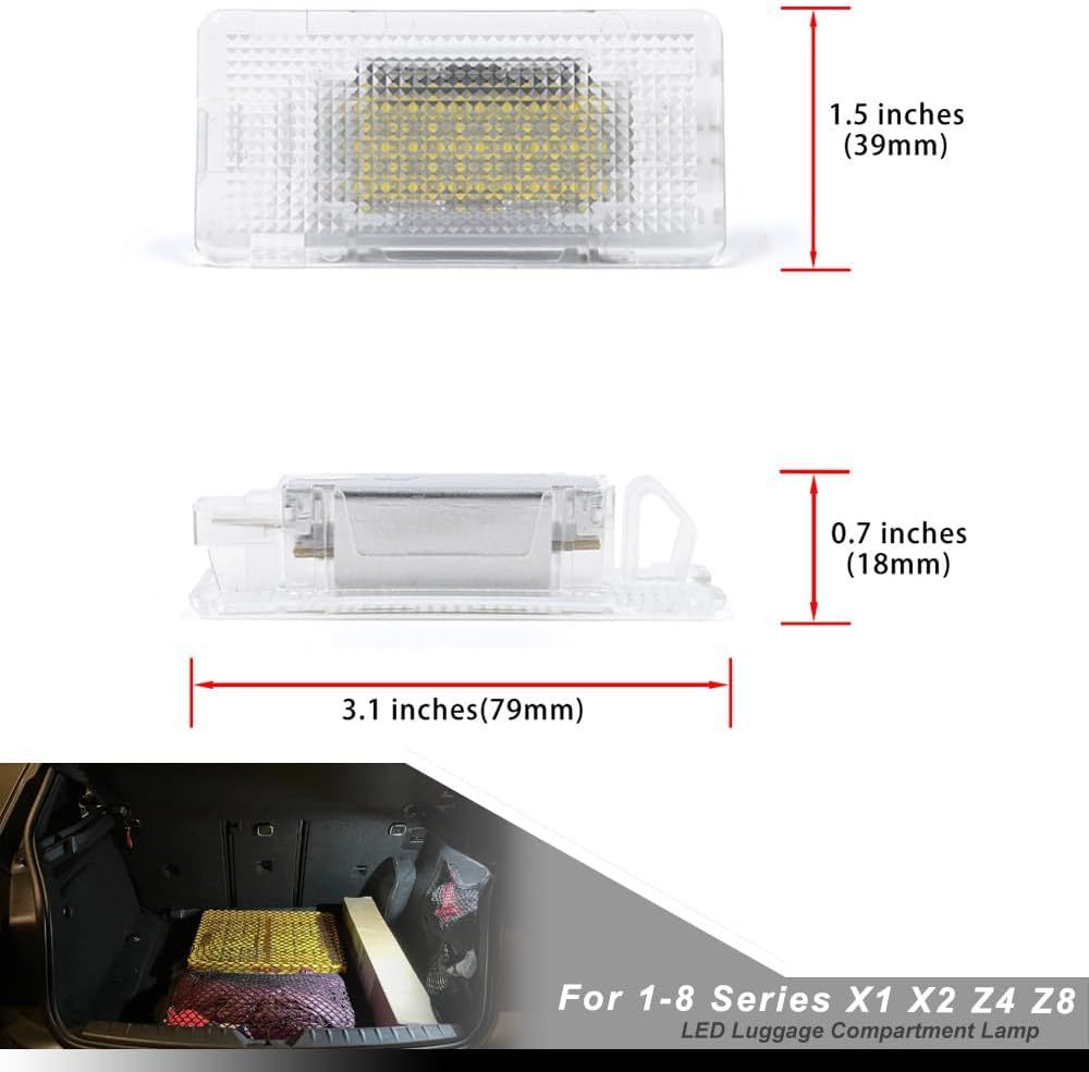 NSLUMO Led Courtesy Luggage Compartment Lights Replacement for B'MW 1 2 3 4 5 6 7 8 Series X1 X2 Z4 Z8 6500K White Led Interior Trunk Cargo Light Assembly