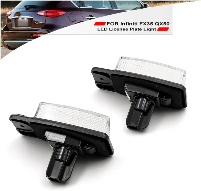 NSLUMO Led License Plate Light for 2002-2018 Infiniti FX35 QX50 EX35 QX70 Q45 6500K Xenon White Number Plate Light 18-SMD Rear Led Tag Lamp Assembly Replacement