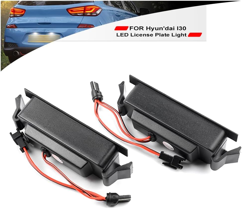 NSLUMO Led License Plate Replacement for 2013-up Hyun'dai i30 6500K Xenon White Number Plate Light 18-SMD Rear Led Tag Lamp Assembly Error Free