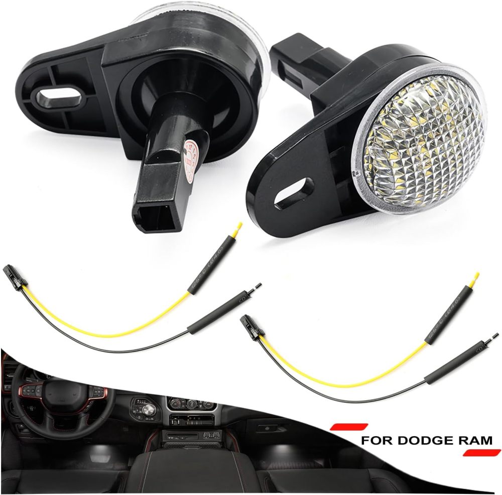 NSLUMO LED Courtesy Footwell Lights Replacement for 2011 2012 Dodge Ram 1500 2500 3500 Pickup, 6000K White Led Under Dashboard Interior Welcome Floor Liner Lamps Harness Assembly Canbus Error Free