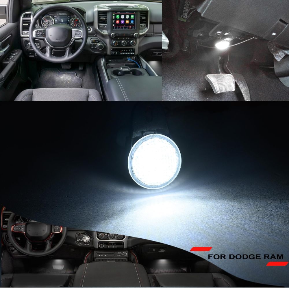 NSLUMO LED Courtesy Footwell Lights Replacement for 2011 2012 Dodge Ram 1500 2500 3500 Pickup, 6000K White Led Under Dashboard Interior Welcome Floor Liner Lamps Harness Assembly Canbus Error Free