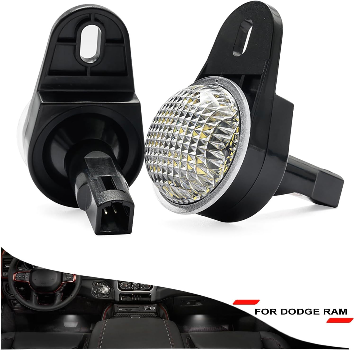 NSLUMO LED Courtesy Footwell Lights Replacement for 2011 2012 Dodge Ram 1500 2500 3500 Pickup, 6000K White Led Under Dashboard Interior Welcome Floor Liner Lamps Harness Assembly Canbus Error Free
