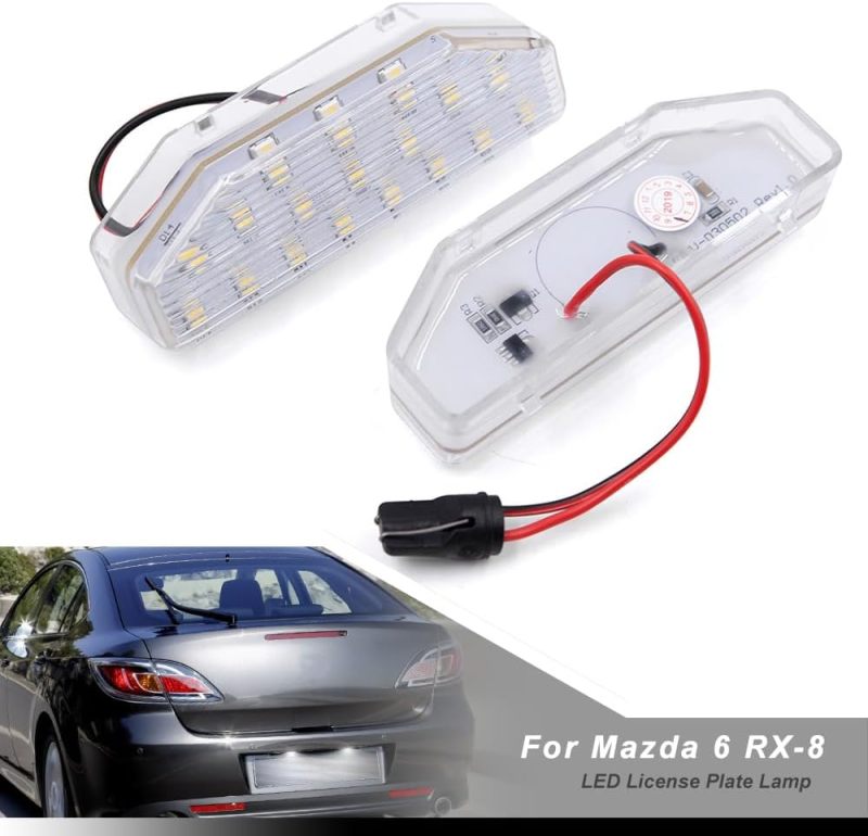 NSLUMO Led License Plate Light for 2004-2012 Mazda 6 RX8 6500K Xenon White Number Plate Light 18-SMD Rear Led Tag Lamp Assembly Replacement
