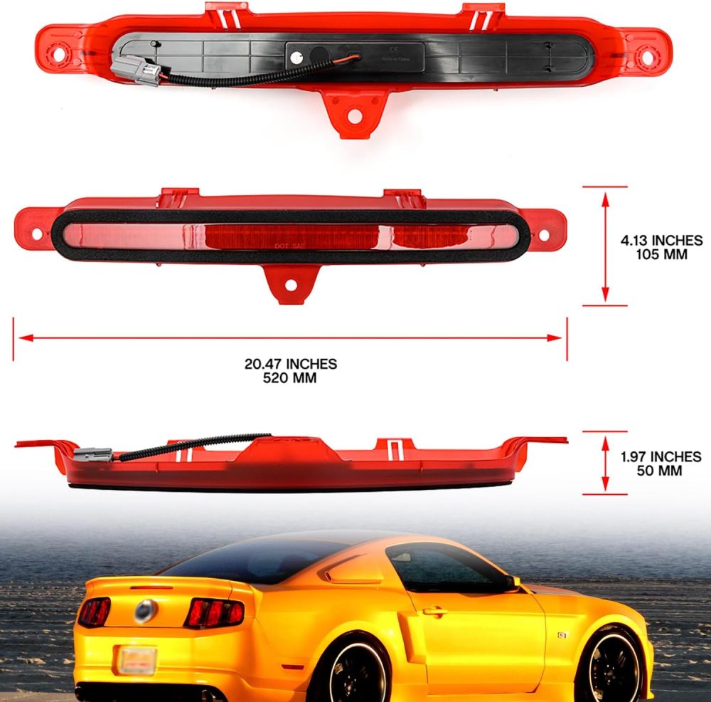 NSLUMO Led Third Brake Light Replacement for F-ord Mustang 2010 2011 2012 2013 2014 S197 Red Strip LED 3rd Brake Center High Mount Stop Lamp Red Lens CHMSL AR3Z13A613A