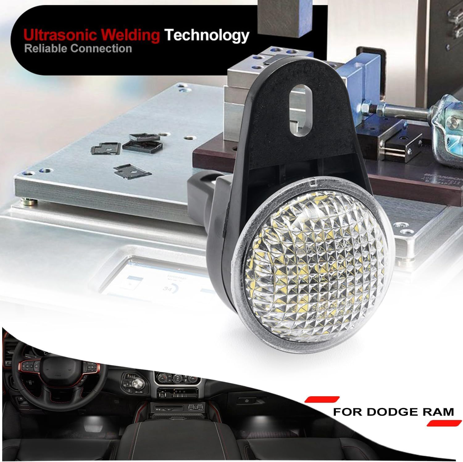 NSLUMO LED Courtesy Footwell Lights Replacement for 2011 2012 Dodge Ram 1500 2500 3500 Pickup, 6000K White Led Under Dashboard Interior Welcome Floor Liner Lamps Harness Assembly Canbus Error Free