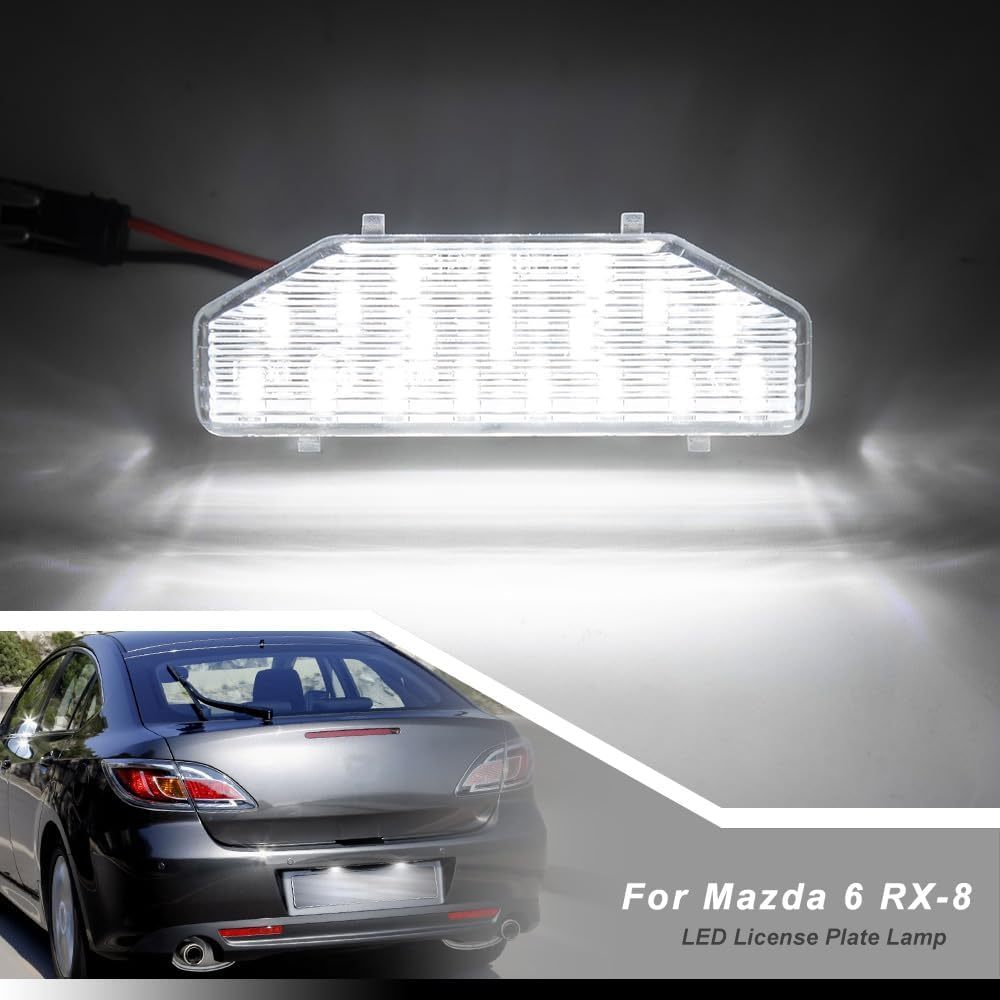 NSLUMO Led License Plate Light for 2004-2012 Mazda 6 RX8 6500K Xenon White Number Plate Light 18-SMD Rear Led Tag Lamp Assembly Replacement